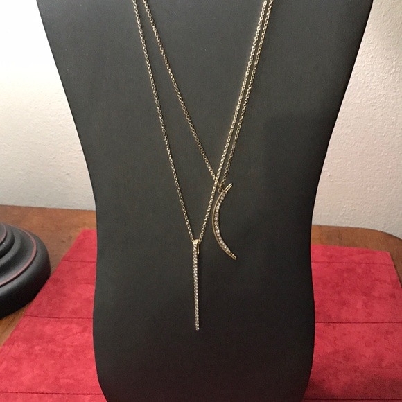 Gold Moon/Vertical Bar Necklace Duo - Picture 2 of 5